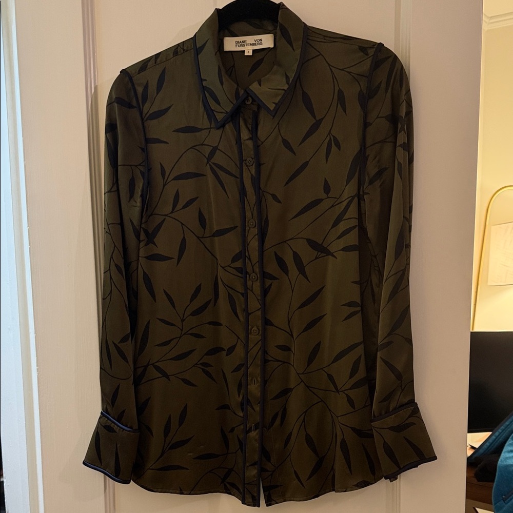 Diane Von Furstenberg Olive Green Blouse